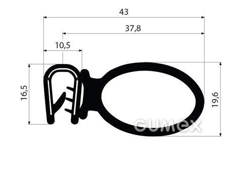 GUMMIPROFIL PIRELI U-FORM MIT SEITLICHER DICHTUNG - DICHTUNG MIT ARMIERUNG - EPDM